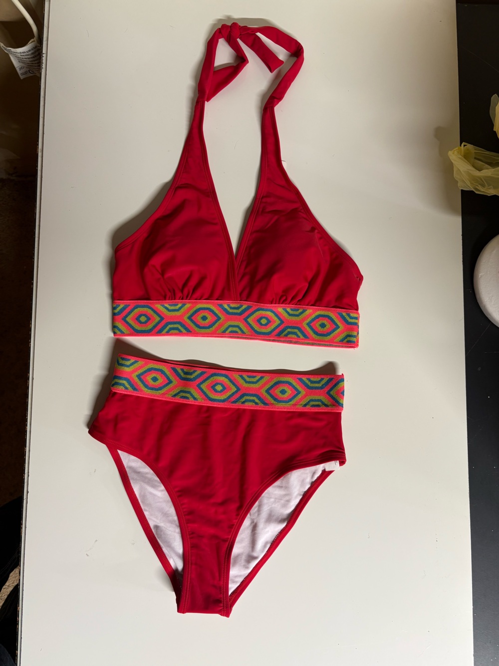 NWT Aimage Bikini Bandeau Red With Pads size Medium